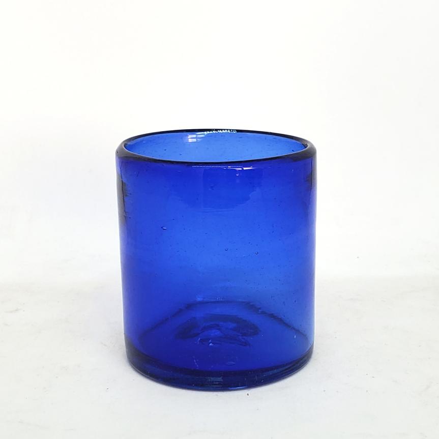 MEXICAN GLASSWARE / Solid Cobalt Blue 9 oz Short Tumblers (set of 6) / Enhance your favorite drink with these colorful handcrafted glasses.